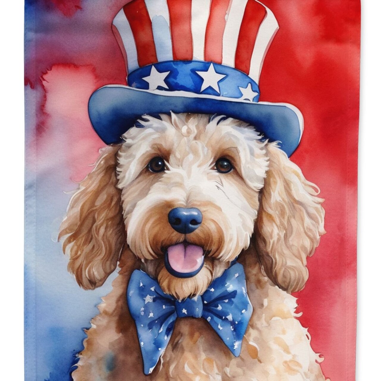 Edge Collections - 11.25" X 15.50" - Multicolor - Goldendoodle Patriotic American Decorative Banner - 1 Piece